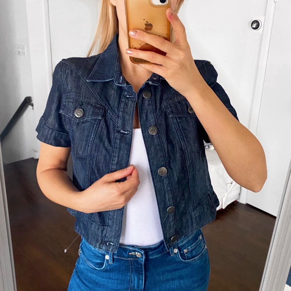 💙 HEINE DARK WASH SHORT SLEEVE DENIM JACKET!